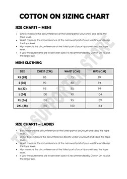 Cotton On Comprehensive Sizing Guide | PDF