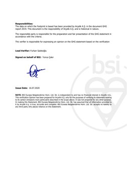 Responsibilities:
The data on which the footprint is based has been provided by Arçelik A.Ş. in the document G
