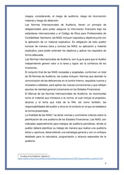 6 
 
riesgos, considerando, el riesgo de auditoría, riesgo de incorrección 
material y riesgo de detección. 
Las Normas Inter