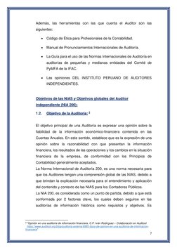 7 
 
Además, las herramientas con las que cuenta el Auditor son las 
siguientes: 
• Código de Ética para Profesionales de la