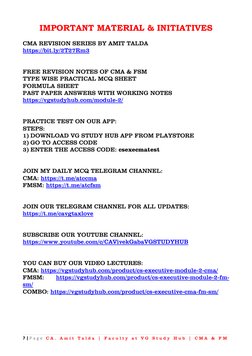 7 | P a g e  C A .  A m i t  T a l d a  |  F a c u l t y  a t  V G  S t u d y  H u b  |  C M A  &  F M  
IMPORTANT MATERIAL &