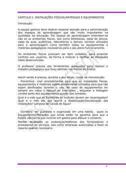 6 
 
CAPITULO I: INSTALAÇÕES FÍSICAS,MATERIAIS E EQUIPAMENTOS 
 
Intro