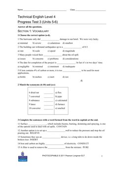 Technical English Level 4 Progress Test 3 (Units 5-6) : Answer All The ...