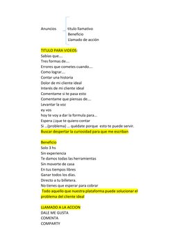 Anuncios  
titulo llamativo                     
                             Beneficio  
                             Llam