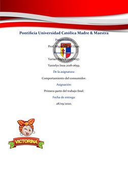 Pontificia Universidad Católica Madre & Maestra
Presentado a:
Prof. Miguel Ángel Díaz.
Presentado por:
Yarisel Núñez 2018-165