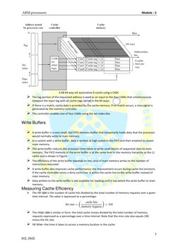 ARM processors 
 
Module - 5 
7 
ECE, DSCE 
 
4 KB 64-way set associative D-cache using a CAM. 
 The tag portion of the req