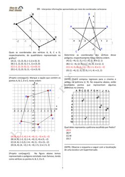 D9 - Interpretar informações apresentadas por meio de coordenadas cartesianas
Quais  as  coordenadas