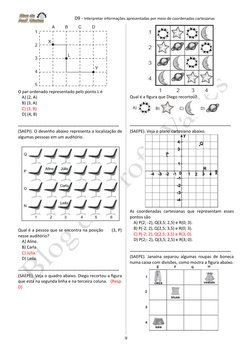 D9 - Interpretar informações apresentadas por meio de coordenadas cartesianas
O par ordenado represent