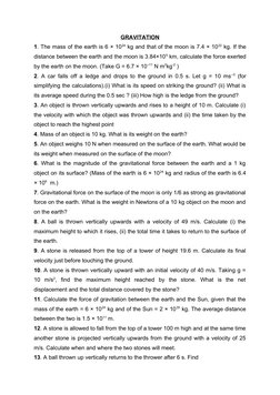 Class 9 Gravitation Numerical Problems | PDF | Weight | Gravity