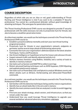 Course home page: www.elearnsecurity.com/thp  (http://www.elearnsecurity.com/thp)          
COURSE DESCRIPTION