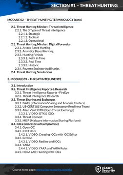 Course home page: www.elearnsecurity.com/thp  (http://www.elearnsecurity.com/thp)          
MODULE 02 – THREAT HUN