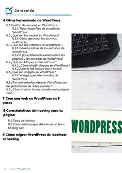 Contenido
3 | G-Talent WordPress
6 Otras herramienta de WordPress
6 Otras herramienta de WordPress
6.1 Gestión de usuarios en