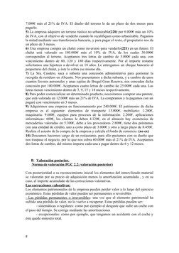 7.000€ más el 21% de IVA. El dueño del terreno le da un plazo de dos meses para
pagarlo. 
5) La empresa adquiere un terreno r