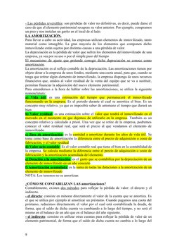 - Las pérdidas reversibles: son pérdidas de valor no definitivas, es decir, puede darse el
caso de que el elemento patrimonia
