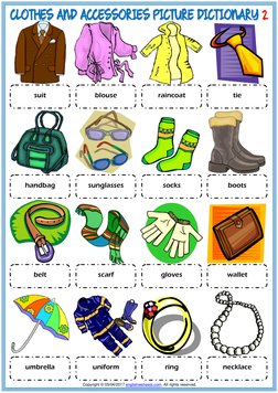 Clothes and Accessories Vocabulary Esl Picture Dictionary Worksheets ...