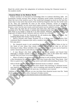 Read the article about the adaptation of orchestra during the Classical music in
the modern world. 
 
 Classical Music in t