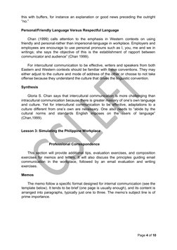 this with buffers, for instance an explanation or good news preceding the outright
“no.”
Personal/Friendly Language Versus Re