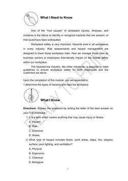 TLE7 - HE - COOKERY - Mod8 - Identify Hazards and Risks in The ...