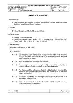 Concrete Block Work Procedure Guide | PDF | Cement | Concrete