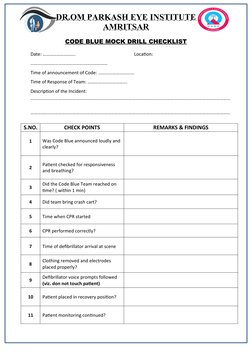 Code Blue Mock Drill Checklist | PDF | Cardiopulmonary Resuscitation