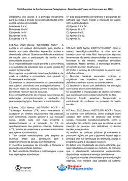 1000 Questões de Conhecimentos Pedagógicos - Questões de Provas de Concursos em 2020 
indisciplina dos alunos é o principal m