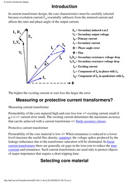Introduction
In current transformer design, the core characteristics must be carefully selected
because excitation current I