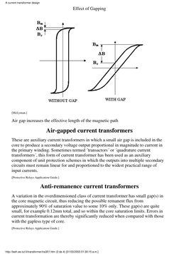 Effect of Gapping
 
[McLyman.]
Air gap increases the effective length of the magnetic path
Air-gapped current transformers
Th