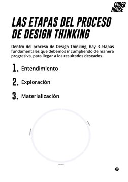 LAS ETAPAS DEL PROCESO 
DE DESIGN THINKING 
Dentro del proceso de Design Thinking, hay 3 etapas 
fundamentales que debemos ir