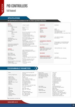 All specifications at ambient of 25 °C unless specified otherwise
PROGRAMMABLE PARAMETERS
Mode 
Indicator/On-off Controller/P