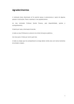 v 
Agradecimentos 
 
A realização desta dissertação só foi possível graças à perseverança e apoio de algumas 
pessoas e ins