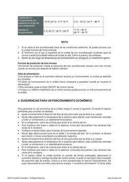 Calefacción en 
funcionamiento (no 
existente en el tipo de 
solo refrigeración) 
-15 °C~24 °C / 5 °F~76 °F
0 °C ~ 30 °C / 32