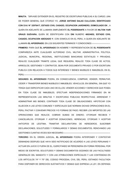 MINUTA:  ”SIRVASE EXTENDER EN EL REGISTRO DE ESCRITURAS PUBLICAS A SU CARGO, UNA
DE PODER GENERAL QUE OTORGO YO,  JORGE ANTON