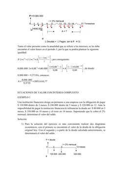 Tanto el valor presente como la anualidad que se refiere a los intereses, se les debe 
encontrar el valor futuro en el períod