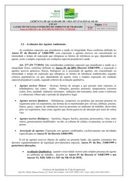 GERÊNCIA DE QUALIDADE DE VIDA OCUPACIONAL/SEAD
                LTCAT
 LAUDO TÉCNICO DAS CONDIÇÕES DO AMBIENTE DE TRABALHO 
No