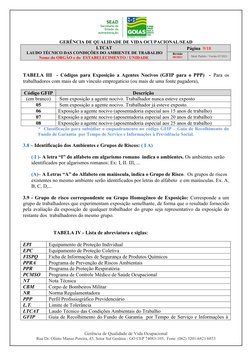 GERÊNCIA DE QUALIDADE DE VIDA OCUPACIONAL/SEAD
                LTCAT
 LAUDO TÉCNICO DAS CONDIÇÕES DO AMBIENTE DE TRABALHO 
No