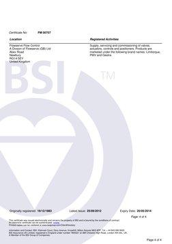Property of Flowserve, '      UNCONTROLLED  WHEN  PRINTED      ', Issued: 19/04/2011, Ref: FFC ISO 9001 2008
Cert Rev: 1, Pri
