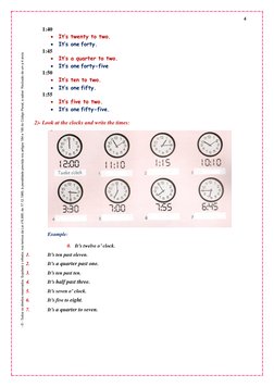 Telling Time Exercises for English Learners | PDF