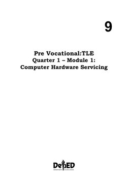 9
Pre Vocational:TLE
Quarter 1 – Module 1:  
Computer Hardware Servicing
