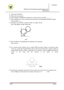 Elements of Civil Engineering & Engineering 
Mechanics 
21CV104 
 
DSCE 
Page 6 
 
9. St