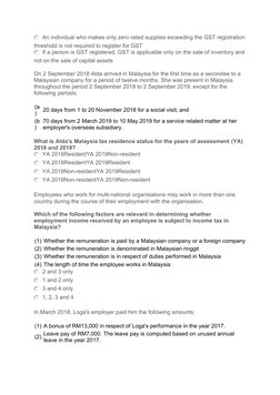 An individual who makes only zero rated supplies exceeding the GST registration
threshold is not required to register for GST