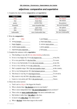 Comparative and Superlative Exercises | PDF | Softlines (Retail) | Fashion