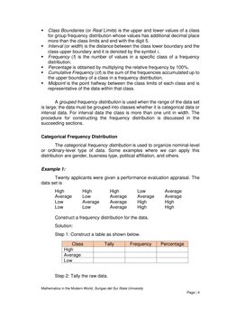 Mathematics in the Modern World, Surigao del Sur State University
 
 
Page | 4  
 
 
▪ Class Boundaries (or Real Limits)