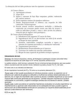 Interpretacion del test: 
Sintomas: Se evalua la taquipnea y disnea, de fisiologicas a patologicas. El dolor precordial indic