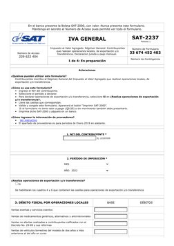 Instrucciones para Formulario SAT-2237 IVA | PDF | Impuesto al valor ...