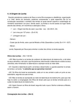 7 
 
 
4. A Origem do Levita 
  Quando estudamos a palavra de Deus e como Ele enxergava a obediência, organização 
e a “Arte”