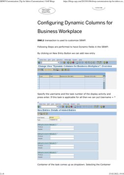 Tcode Sbwp Customizing SBWP Layout in SAP | PDF | Screenshot | Computer Science