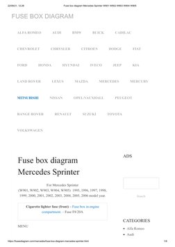2019 mercedes sprinter cigarette lighter fuse Box Location & Diagrams: Mercedes-Benz / 2020 / 2021 Owner's Manual Where is the fuse for