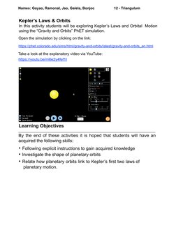 Exploring Kepler's Laws with PhET Simulation | PDF | Orbit | Planets