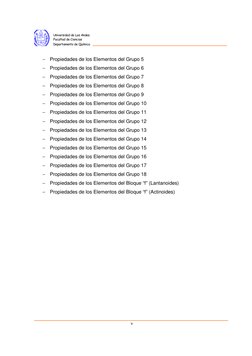 v
 
Universidad de Los Andes 
Facultad de Ciencias 
Departamento de Química 
− Propiedades de los Elementos del Grupo 5