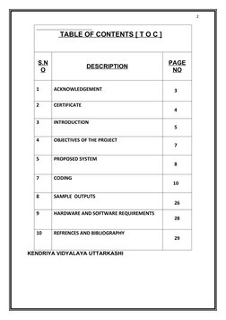 2
  
KENDRIYA VIDYALAYA UTTARKASHI
         
                                            
                 TABLE OF CONTENTS